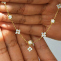 18k Gold Plated S925 Silver Classic Four-Leaf Clover Moissanite Bracelet-0-1
