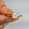 18K Gold Plated S925 Silver 1ct Princess Cut Moissanite Ring-0-4