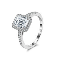 wholesale S925 Sterling Silver Cloud-Pull Jewelry Oval Zircon Wedding Ring, Luxury Extra Sparkling Zirconia Ring-White gold, 3g 6