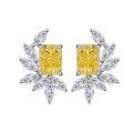 wholesale S925 Sterling Silver Ice-Cut Earrings with Aquamarine Gemstone, Full Diamond Marquise Wheat Zircon Earrings for Women Wholesale-0-6
