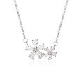 wholesale S925 Sterling Silver Daisy Flower Cherry Blossom Necklace with Inlaid Diamonds for Women, Luxury Minimalist Fresh Sweet Fashion Personalized Necklace-0-4