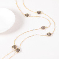 wholesale S925 Sterling Silver with Natural Crystal Pendant, Smoky Quartz Gemstone Long Layering Necklace, Cross-Border New Design-Natural crystal sweater chain