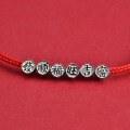 wholesale 925 Sterling Silver New Chinese Style Guochao "Fu" Character Bead DIY Braided Red Cord Bracelet Spacer Beads Hand Stringing Accessories-0-2