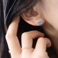 wholesale S925 Sterling Silver New Trendy Design Exquisite Minimalist Small Blue Topaz Serpent Earrings Jewelry-0-3