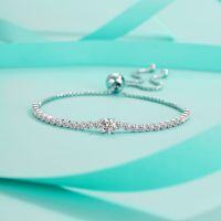 wholesale S925 Sterling Silver Moissanite Tennis Pull Chain Bracelet, Small and Exquisite, Simple and Fashionable, Niche Design, Korean Style-1.7 carat (main stone 0.5ct + crushed stones 1.2ct) mulberry stone bracelet  925 silver