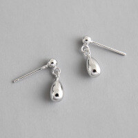 wholesale S925 Sterling Silver EB061 Korean Style Elegant Silver Ear Accessories INS Fashion Minimalist Exquisite Mini Drop Earrings for Women-Platinum [with sterling silver ear plugs] &gt; 925 silver