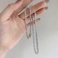 wholesale S925 Sterling Silver Cross-Border Hot Selling European and American Hip-Hop Tennis Chain Necklace with 4MM Single Row Diamond Zircon Neck Jewelry Wholesale-0-3