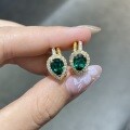 Sterling Silver Lab-Created Emerald Moissanite Earrings-0-1