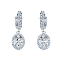 S925 Sterling Silver 1ct 5*7 Oval Moissanite Earrings Wholesale-5*7mm/Zircon  925 Silver