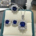 Metal Pendant Royal Blue Sapphire Necklace Set Wholesale-0-7