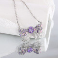 wholesale S925 Sterling Silver Super Fairy Bow Dreamy Pink Purple Diamond Necklace Fashionable Elegant Sweet and Edgy Style Exquisite Collarbone Chain-0-5