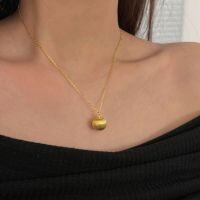 wholesale S925 Sterling Silver Small Apple Pendant Necklace for Women, Spring New Arrival, Openable Lucky Fruit Choker-Gold model full body sterling silver (40+5CM)