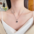 wholesale S925 Sterling Silver Light Luxury Style Spliced Chain Green Zircon Pendant Necklace Exquisite and Elegant Design Choker Necklace-0-0