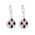 wholesale S925 Silver Natural Garnet Stud Earrings, Fashionable and Elegant High-End Gemstone Earrings-0-4