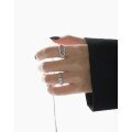 wholesale S925 Sterling Silver JF618 Korean Minimalist Asymmetric Openwork Textured Open Ring for Women-0-2