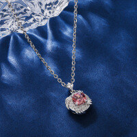 wholesale S925 Sterling Silver Paraiba Sunset Pink Ring Pendant Earrings Set Women's-Ring US size 7