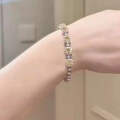 wholesale Sterling Silver Zhuo Zhifan Jewelry New 6*6 Yellow Diamond White Diamond High Carbon Diamond Small Fashion Design Sense Bracelet for Women-0-1
