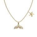 wholesale S925 silver Korean hit mermaid tail starfish pendant design summer delicate women's collarbone necklace-0-6