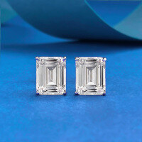 wholesale 925 Silver Plated ZHUOZHIFAN Jewelry 7*9mm Emerald Cut Rectangular Pagoda Ear Studs for Cross-Border E-Commerce-E583 White Gold Rectangular Earrings &gt; 925 Silver