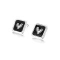 wholesale S925 sterling silver black drip enamel square heart earrings for women, new trendy sleep-friendly earrings-0-4