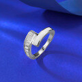 wholesale S925 Silver New Square Zircon and White Shell Double Row Personalized Ring for Women, Minimalist Daily Ins Style-0-2