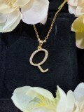 S925 Silver 18k Gold-Plated Moissanite Alphabet Pendant Necklace, DIY Gift-0-20