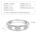 S925 Sterling Silver Triple Lucky Clover Moissanite Ring-0-4