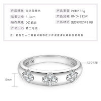 S925 Sterling Silver Triple Lucky Clover Moissanite Ring-Four-leaf clover ring  US size 4