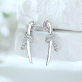 wholesale S925 Sterling Silver Amazon Wish Cross-Border Bestseller Bow Knot Earrings Light Luxury European and American Style Twisted Rope Minimalist Earrings-0-2