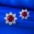 wholesale S925 Sterling Silver New Style Fashionable and Elegant Earrings 050ct Pigeon Blood Red Stud Earrings-0-2
