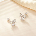 wholesale S925 Sterling Silver Stud Earrings Cute Sweet Bow Small Design Elegant Zircon Inlaid Jewelry-0-2