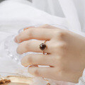 wholesale S925 silver with 14k gold plating tea quartz cat ring, spring Japanese-style cute-0-1