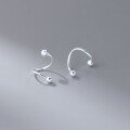 wholesale Sterling Silver Minimalist Spring Earrings Korean-style Rotating Wave Thread Bean Stud Earrings Ins Style Commuter Model M06680-0-3