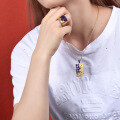 wholesale S925 Gold Plated Italian Retro Designer Jewelry with Natural Amethyst Pendant Necklace-0-2