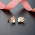 wholesale 925 Sterling Silver Peacock Pearl Earrings for Women, Inlaid with Zircon and Fashionably Designed with a Unique Sense of Style, Featuring Cultured Pearl and Stud Earrings-0-1