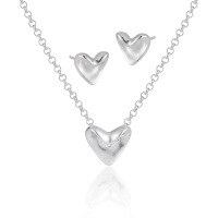 wholesale S925 sterling silver new love earrings for women, minimalist,ins, simple and elegant heart-shaped silver necklace-YHE3151/Silver pair [with sterling silver ear plugs]>925 silver
