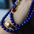 wholesale Antique silver with natural old-mine Afghan lapis lazuli multi-strand bracelet originally designed with antique-style jade beaded bracelet-0-2