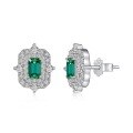 wholesale S925 Sterling Silver Cross-Border New Style Earrings for Women with Emerald Main Stone, Full Diamond Inlay, and High-End Design, Ready to Ship-0-4