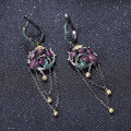 wholesale S925 Silver Secret Garden Designer Fringe Earrings with Natural Style and Genuine Rose Garnet-0-1