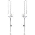 wholesale S925 SilverEar Thread Women's Hollow-Out Dreamy Butterfly Shell Pearl Synthetic Pearl Tassel Long Style G6652-0-4