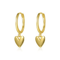 wholesale S925 Sterling Silver Farfan New Shiny Heart-shaped Ear Clasp For Women, Cross-border Simple Layering Earrings-E2328-Gold 925 Silver