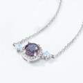 wholesale S925 Silver Gold-Plated Cross-Border Exclusive Classic Light Luxury Lab-Grown Alexandrite Necklace for Women, Collarbone Chain Wholesale-0-1