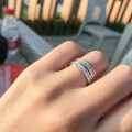 Sterling Silver Square Full Diamond Zircon Ring, Fashionable and Versatile Ins Style High-End Cross-Border Hit-0-1