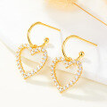 wholesale S925 Sterling Silver Micro-Paved Zirconia Heart Drop Earrings, Fashionably Sweet Exaggerated Luxury High-End Sense Heart-shaped Stud Earrings-0-2