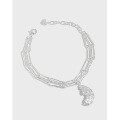 wholesale S925 Sterling Silver 218 Korean Version Ins Small Design Irregular Surface Moon Texture Double Layer Chain Texture Women's Bracelet-0-0