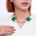 wholesale [925 Silver] TikTok Live Luxury Banquet Payment Irregular Teardrop Simulated Emerald Full Diamond Necklace-0-0