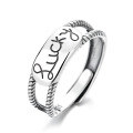 wholesale S925 Sterling Silver Retro Korean-style Rope Twist Hollow Ring Holder with Lucky Creative Open-ended Ring for Women-0-4