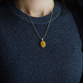 wholesale S925 Silver Vintage Beeswax Cabochon Pendant, Full-bodied Mustard Yellow Amber, Factory Wholesale-0-3