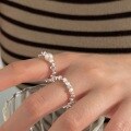 wholesale S925 Sterling Silver Crushed Ice Pearl Ring for Women, Small and Fashionable, Versatile and Elegant, Minimalist Style with a Sense of Sophistication-0-4