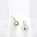 wholesale S925 Silver Designer High-End Gemstone Ear Drops with Natural Topaz, Personalized Stud Earrings-0-2